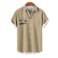 thumbnail image 1 of Blusa y camisa de manga corta con cuello vuelto para hombre, estilo casual, con cuello estampado, manga corta, botones, moda, cárdigan con bolsillo, blusa de poliéster para hombre, 1 of 4