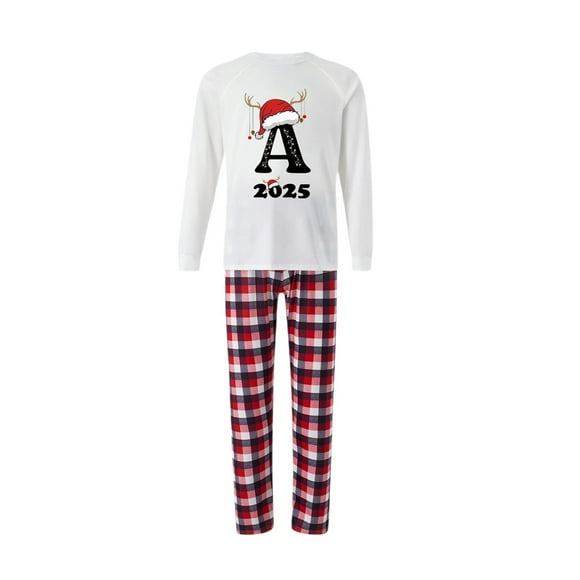 LUOGENLI Christmas Pajamas for Family of 9 Family Matching Pajamas Holiday Party Sleepwear for Dad and Kids Cozy Winter Home Outfit White Size S