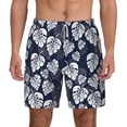 thumbnail image 2 of Goofa White Leaves Printed Men's Swim Trunks Board Shorts Quick Dry Mens Swimming Trunks with Compression Liner,Breathable Fit Hawaii Beach Shorts-XX-Large, 2 of 9