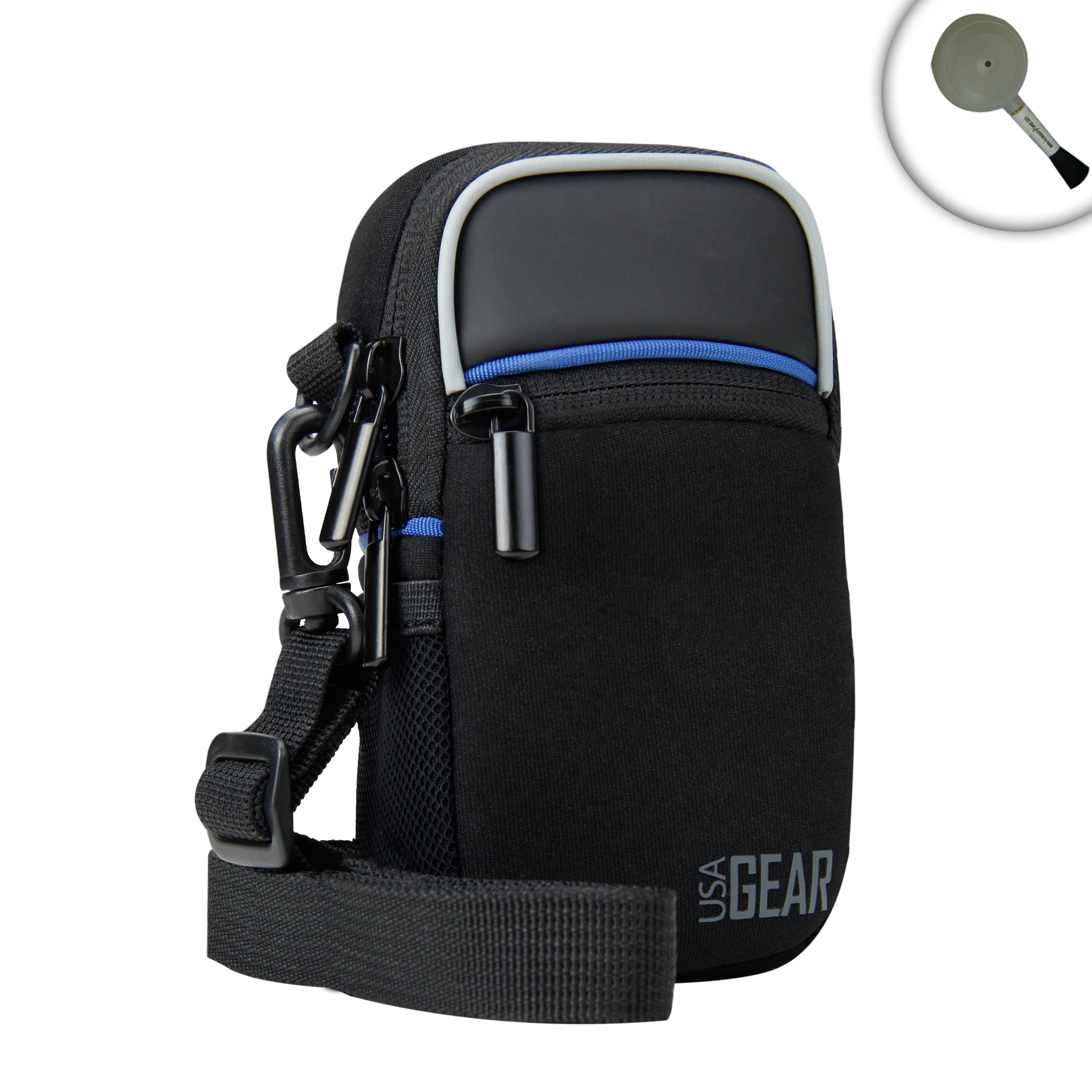 USA GEAR Weather Resistant Camera Case Bag with Shoulder Strap and Scratch Resistant Interior - Compatible with Ricoh WG-M2 , HTC Re , Polaroid XS100i and Many Other Compact Cameras