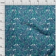 thumbnail image 3 of oneOone Cotton Cambric Medium Blue Fabric Tropical Leaf Dress Material Fabric Print Fabric By The Yard 56 Inch Wide, 3 of 5