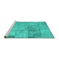 thumbnail image 2 of Ahgly Company Machine Washable Indoor Round Patchwork Turquoise Blue Transitional Area Rugs, 6' Round, 2 of 4