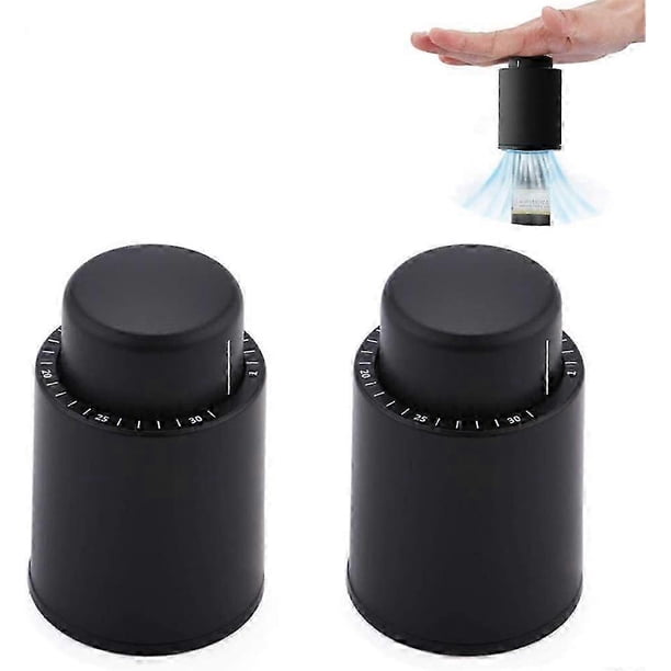 Paquete de 2 tapones de vacío para vino con indicador de fecha, reutilizables.