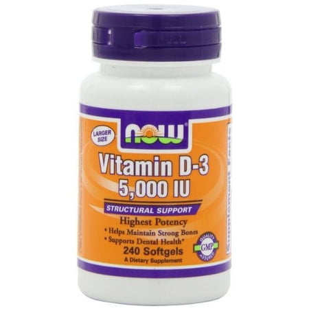 NOW Foods Vitamin D3 5 000 IU  240 softgels (Pack of 2)