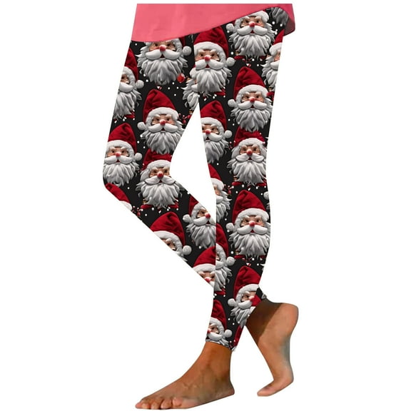 Mingw Christmas Yoga Pants for Women Plus Size High Waist Workout Pants Snowman Snowflake Santa Claus Print Ultra Soft Brushed Ankle Length Leggings Tights,Multicolor,L