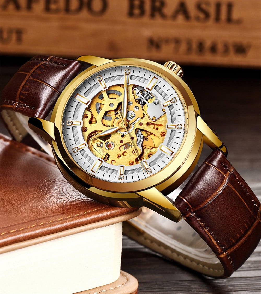 Luxury Mens Black Gold Dial Quartz Art Deco Wristwatches With Skeleton  Steampunk Design Classic Brand Business Man Diamond Watch From  Tmathematics, $21.96