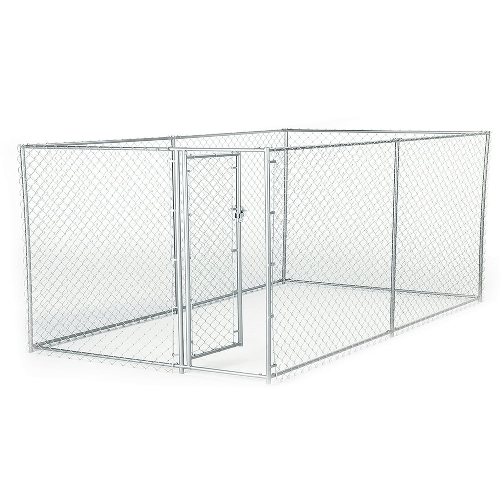 Lucky Dog SingleDoor Chain Link Heavy Duty Outdoor Dog Kennel, Silver
