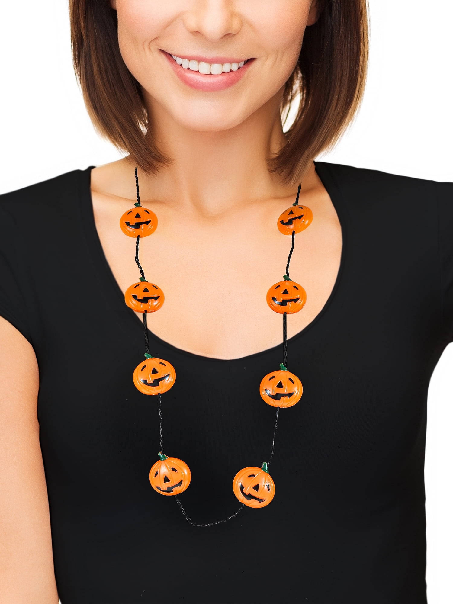 Way to Celebrate Halloween Jack-O-Lantern Light up Necklace Bundle, 5 Pack