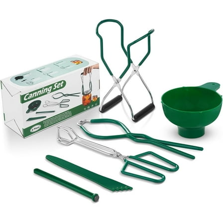 Canning Supplies Set-6 Essential Tools for Canning Enthusiasts and Beginners-Canning Supplies Starter Kit,Mason Jar Lifter, Funnel & Wrench,Tongs,Bubble Popper,Magnetic Lid Lifter for Pressure Canner