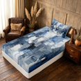 thumbnail image 5 of Manfei Abstract Geometric Block Twin Sheets, Abstract Artwork Bedding, Blue White Gray, Gray Reversible 3 Pieces1 Flat Sheet + 1 Fitted Sheet + 1 Pillowcase, 5 of 6