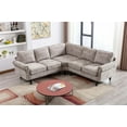 thumbnail image 3 of 5 Seat Sectional Sofa, L-Shaped Sectional Sofa, Accent Sofa with Padded Back and Wood Legs Sectional Couch for Living Room Bedroom Apartment, 3 of 7