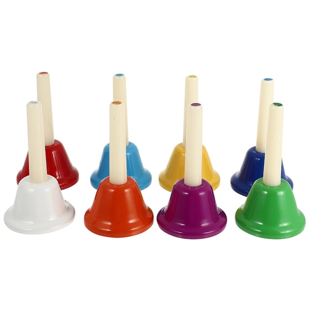 CIMAXIC Party 8pcs Hand Bells for Kids 8 Note Metal Handbells Set Music Handbells Party Percussion Instruments,4.33"X1.97"X1.97"