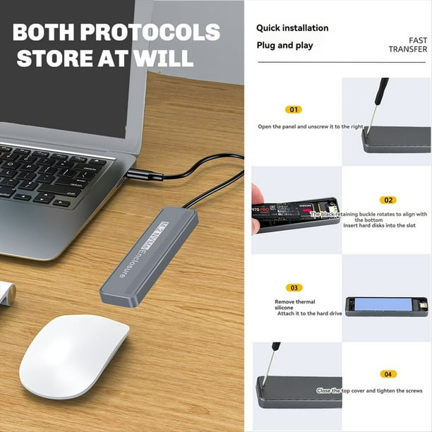 Carcasa para SSD NVME M.2 de 20 Gbps, USB 3.2 GEN 2X2, Tipo C, Carcasa Externa para 2230/2242/2260/2280 M/B + M Key