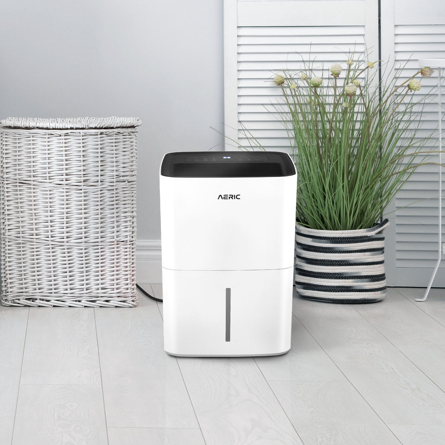 Aeric 50-Pint 4500 Sq Ft Portable Dehumidifier with Cooling Fan, Drain Hose & Pump, White, AERD501PF