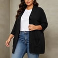 thumbnail image 5 of Elvqul Plus Size Cardigans for Women Button Down Loose Sweaters Black Lightweight Casual Solid Color Trendy Womens Coats Long Sleeve, 5 of 10