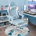 thumbnail image 2 of Furmax High Back Massage Gaming Chair with Footrest PU Leather Racing Computer Chair with Lumbar Support Ergonomic Office Chairs, Light Blue, 2 of 7