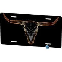 Longhorn Cattle Skull Outline Metal Vanity Novelty Tag License Plate for Trucks Cars SUVs