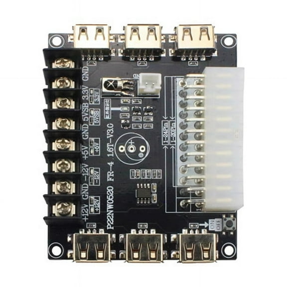 24 Pin/20Pin ATX Power Supply Breakout Board Module Adapter Power Connector Support 12V -12V 5V 5VSB 3.3V Without Case