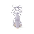 thumbnail image 2 of BLISSFUL STEP Women's Shoes Open Toe Lace Up Block Heel Strappy Heels Light Purple 7, 2 of 8