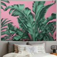 thumbnail image 2 of Creowell  Tapestry Wall Hanging Tropical Green Leaves Pink Exotic Leaf Tropic Banana Palm Floral Flower Wall Tapestry for Bedroom Living Room Tablecloth Dorm 60x50inch, 2 of 6