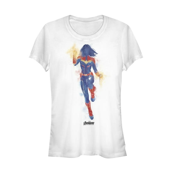 Junior's Marvel Avengers: Endgame Captain Marvel Spray Paint Graphic Tee White X Large