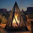 thumbnail image 3 of Sunnydaze Majestic Pyramid Steel Mesh Fire Pit - Black, 3 of 10