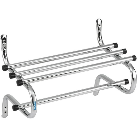 Interion Wall Mount Coat & Towel Rack With Shelf 24""W Chrome