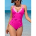 thumbnail image 3 of Charmo Womens V Neck One Piece Swimsuit Double Straps Monokini Swimsuits Tummy Control Swimwear, 3 of 6