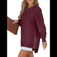 thumbnail image 2 of Sudadera de Larga con Cremallera y Abertura para Mujer, Estilo Informal, con Capucha y Cremallera, para Otoño Vino Tinto M, 2 of 10