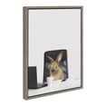 thumbnail image 2 of Kate and Laurel Sylvie Hello, I’m Reese the VP of HR Framed Canvas Wall Art by The Creative Bunch Studio, 18x24 Gray, Whimsical Rabbit Animal Art for Office, 2 of 8