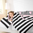 thumbnail image 3 of Manfei Initial C Pattern Full Size Comforter Sets,Minimalist Geometric Striped Bedding Comforter Set,Pink Reversible,3 Pieces,1 Comforter and 2 Pillowcases, 3 of 7