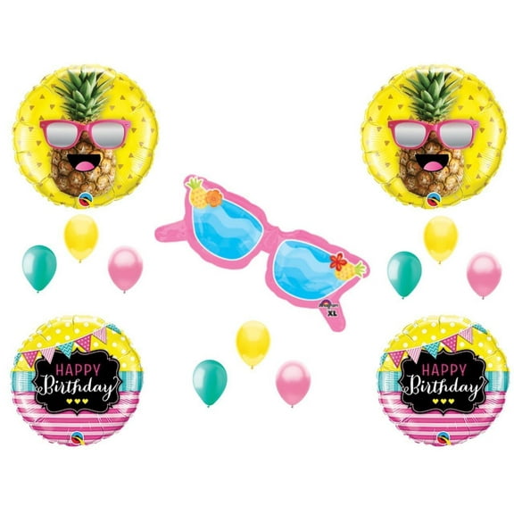Sunglasses & Pineapple Luau Birthday Party Balloons Decoration Supplies Flamingo
