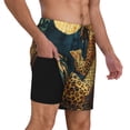 thumbnail image 2 of Naloa Leopard Reading Tarot Cards Print Men Swim Trunks with Compression Liner ,Board Shorts,Men's Swim Shorts with Drawstring and Elastic Waistband-Large, 2 of 6