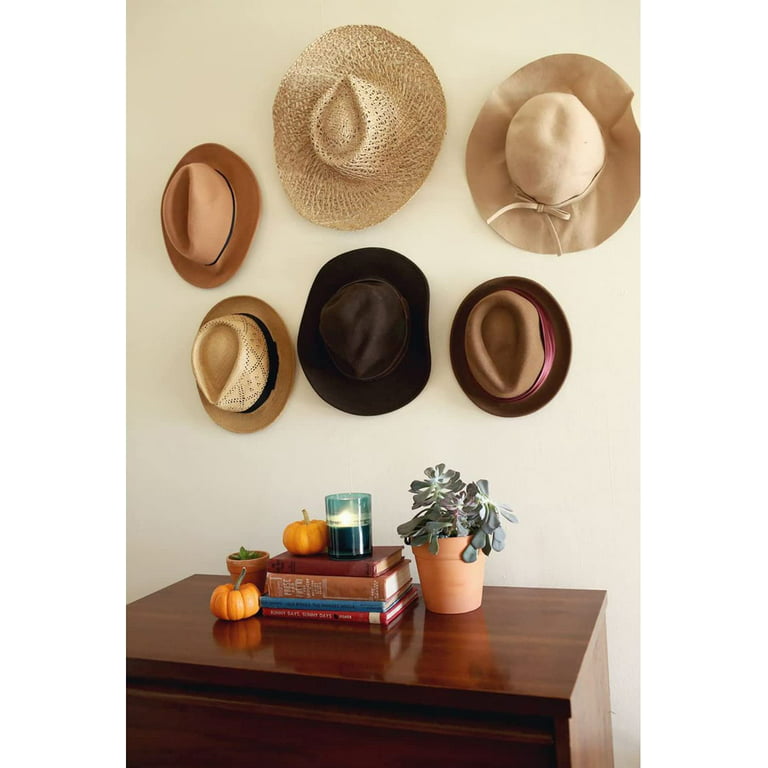 Self Adhesive Hat Hooks for Wall 12 Pieces Solid Wood. Cowboy Hat