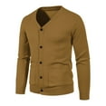 thumbnail image 1 of Mens Button Solid V Neck Slim Fit Warm Sweater Cardigan Coat, 1 of 5