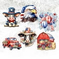 thumbnail image 4 of Designocracy 8090002C-S6 2 x 2 x 0.25 in. American Flag Decorative Wooden Clip-on Ornaments Patriotic Decor, Set of 6, 4 of 11