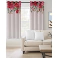 thumbnail image 2 of Romantic Roses Blackout Curtains for Bedroom Living Room, Eucalyptus Leaf Valentine's Day Pink 90 In Long Thermal Insulated Room Darkening Drapes Grommet Window Treatments, 52 x 90 In, 2 of 9