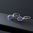 thumbnail image 4 of Gem Stone King 925 Sterling Silver Blue Lapis Leverback Dangle Earrings for Women (4.00 Cttw, Gemstone Birthstone, Oval 9X7MM), 4 of 5