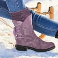 thumbnail image 5 of 2024 New Women Fashion Casual Vintage Womens Slip on Snow Boots Retro Mid-Calf Boots Lace Snow Boots Women Up Thick Heels Shoes, 5 of 6