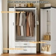 thumbnail image 4 of LIKIMIO Armoire Wardrobe Closet with Large Mirror, Storage Cabinet with 2 Doors and 2 Drawers, 2 Storage Shelves, 70" Wardrobe Cabinet for Bedroom,White, 4 of 8