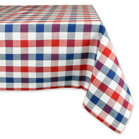 

CC Home Furnishings 70 Red & Blue Check Patterned Round Tablecloth