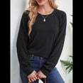 thumbnail image 4 of Sudaderas para Mujer, Suéteres de Cuello Redondo con Mangas de Punto , Moda 2025 Negro M, 4 of 8