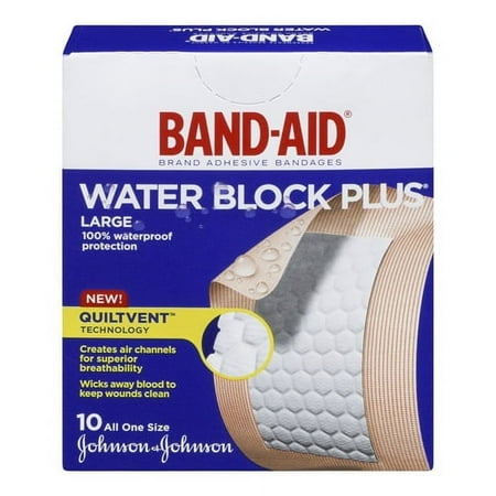Band-Aid Large Water Block Plus Waterproof Adhesive Bandages - 10 Ea, 6 Pack