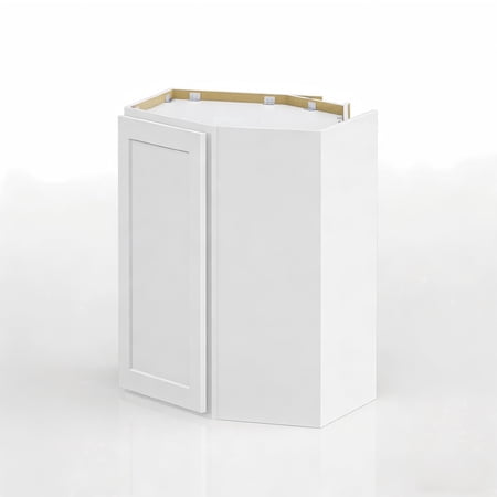 LUXEYARD RTA (Ready-to-Assemble) 30 Tall Wall Kitchen Cabinets - Shaker Style | Solid Wood | Soft Close Hardware (Pure White 12 D x 24 W x 30 H Corner Wall Cabinet)