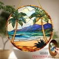 thumbnail image 2 of 2D Flat Design Featuring a Tropical Beach Palm Tree Sun Catcher, Measuring , Made of Round Acrylic It Has a Stained Window Style And Serves As a Hanging Decoration, Creating 8*8inch, 2 of 7