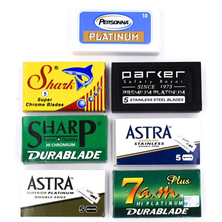105 Blades  Double Edge Safety Razor Blade Variety Sampler Pack  Compatible with All Standard Double Edge Safety Razors - Includes Blades from Parker Safety Razor