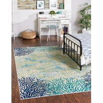 Unique Loom Ariel Collection Area Rug - Atoll (9' x 12' Rectangle Blue/Gray)