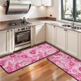 thumbnail image 3 of Kitchen Rugs Sets Of 2,Pink Paisley and Floral Pattern Anti Fatigue Kitchen Mat Rugs Non Slip Washable,Decorative Kitchen Floor Mats for Kitchen,Sink,Laundry,17"x47"+17"x47", 3 of 5