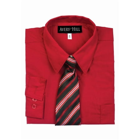 Avery Hill Boys Long Sleeve Dress Shirt with Windsor Tie