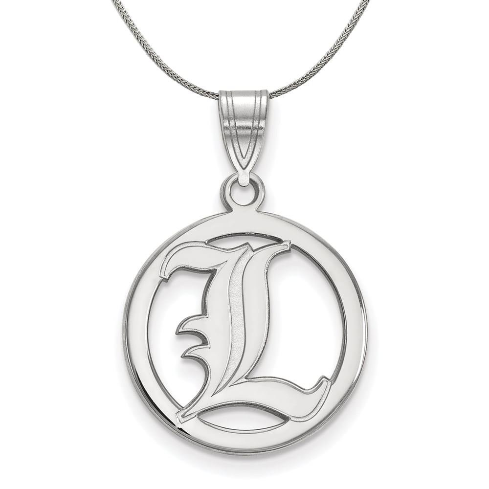 Sterling Silver U. of Louisville Small Circle Necklace - 20 Inch 